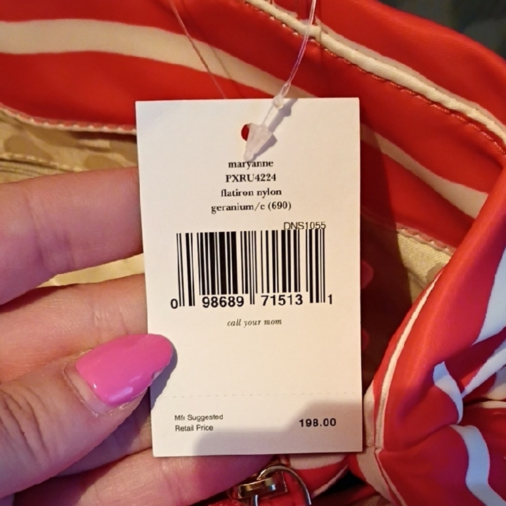 Kate Spade Red and White Striped Tote - Picture 4 of 5
